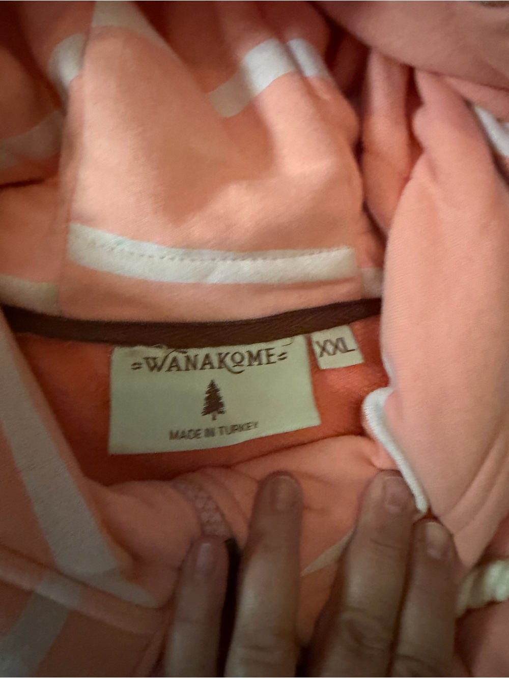 Wanakome Peach and White Striped Hoodie